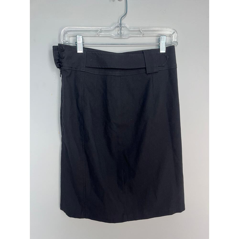 Nanette Lepore Pencil Skirt Women 4 Black Textured Belted High Waist Career